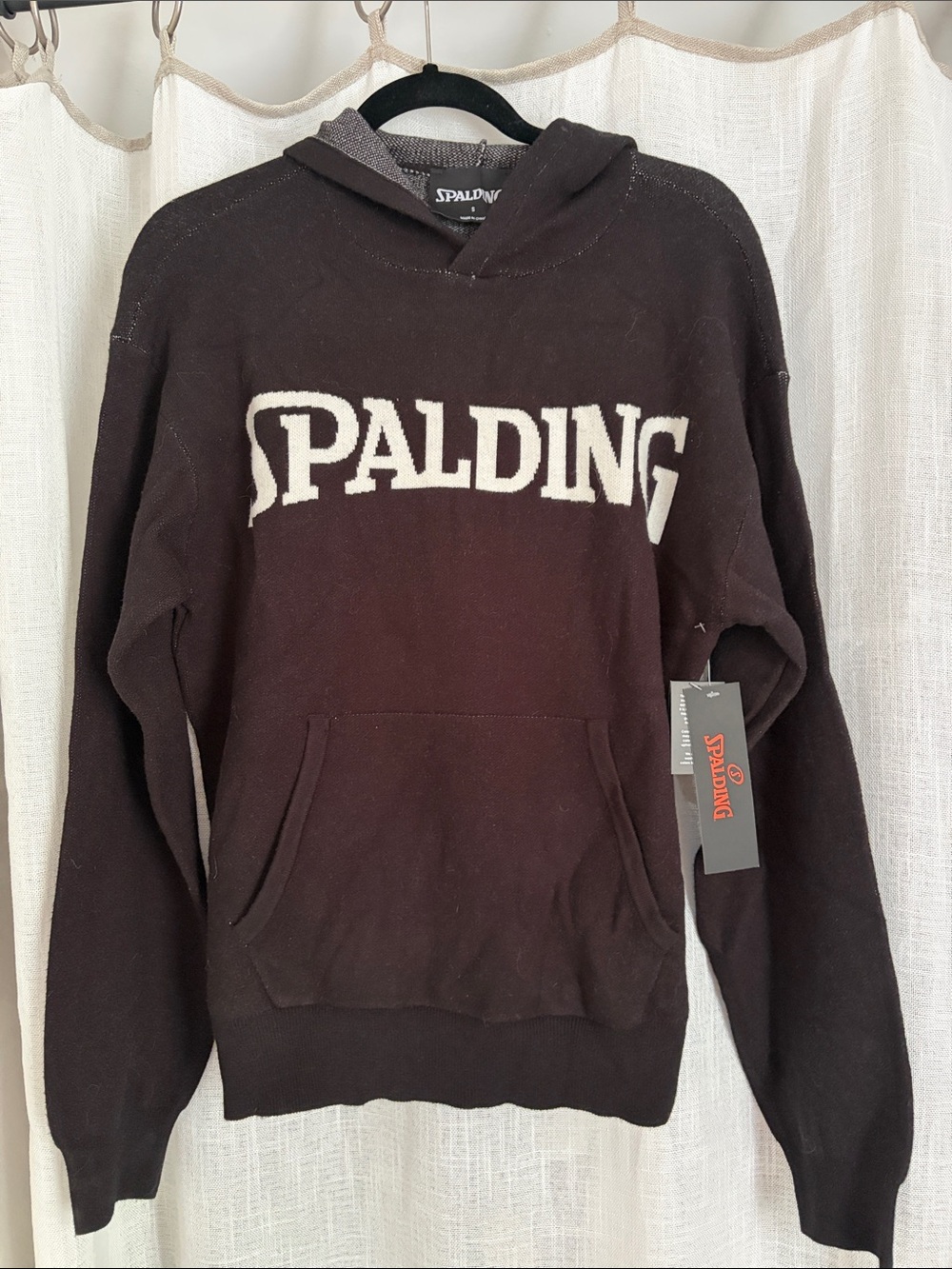 Spalding Black Hoodie Sweater with White Chest Logo